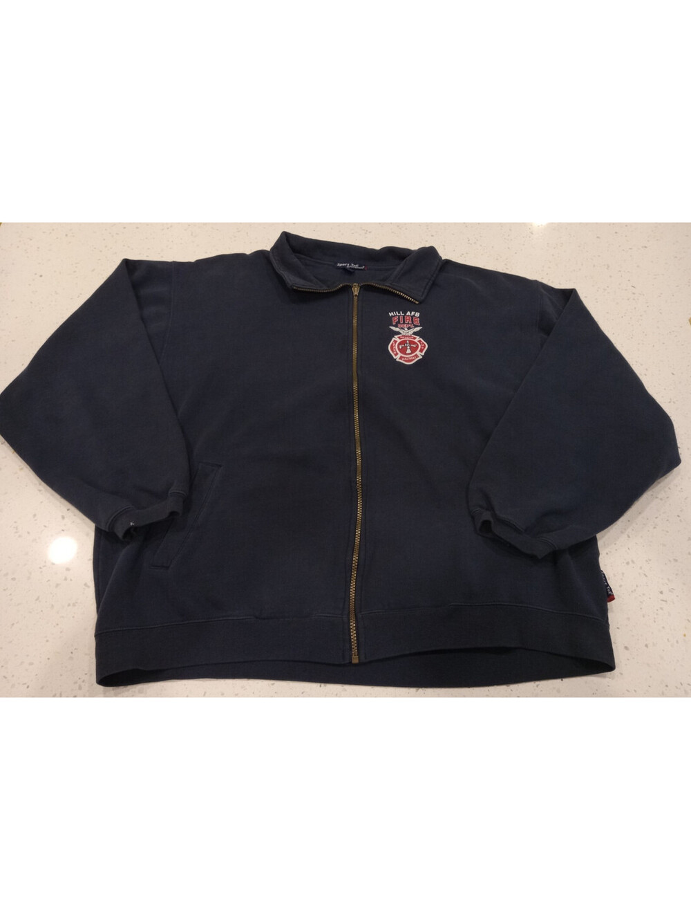 Sport-Tek Hill AFB Fire Department Jacket Mens XL Navy Blue Full Zip Sweatshirt